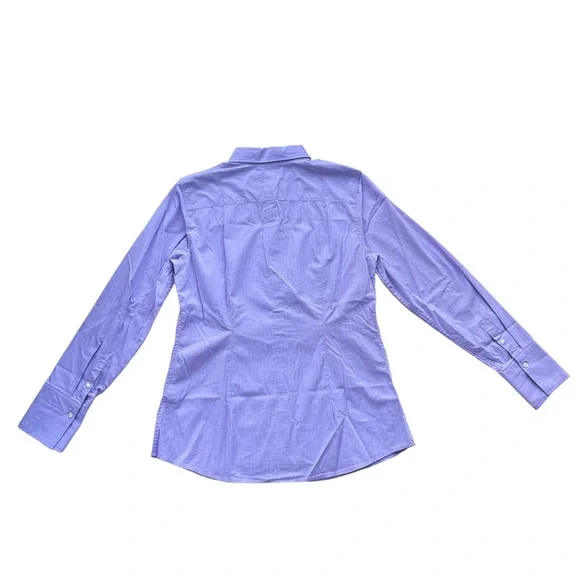 Banana Republic Womens Size 12 Riley Lilac Purple Striped Cotton Blend Button Up - Picture 3 of 12